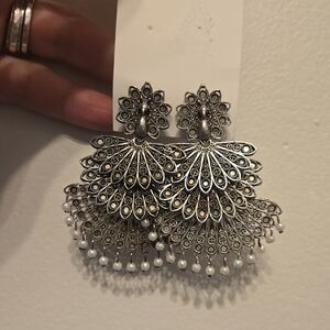 Oxidized Peacock Earrings